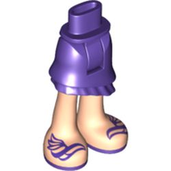 Minidoll Hips and Asymmetrical Layered Skirt with Dark Purple Ruffle, Light Nougat Legs and Dark Purple Wing Sandals Print