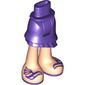 Minidoll Hips and Asymmetrical Layered Skirt with Dark Purple Ruffle, Light Nougat Legs and Dark Purple Wing Sandals Print