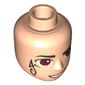 Minidoll Head Male with Thin Black Eyebrows and Red Eyes, Black Elves Tattoo on Right Cheek, Open Mouth Smirk Print