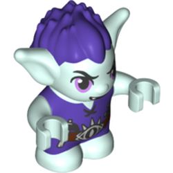 Goblin - Dark Purple Hair and Tunic - Brown Belt with Hammer and Nails (Fibblin with Dark Purple Open Mouth with 2 Fangs) Print