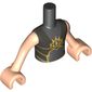 Minidoll Torso Boy with Light Nougat Arms and Hands with Silver and Gold Armor with Goblin Eye on Front, Black Elves Tattoo on Left Arm Print