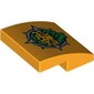 Slope Curved 2 x 2 x 2/3 with Compass Outline, and Leopard Eyes Peering Through Green Leaves Print