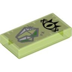 Tile 1 x 2 with Green Crystal and Black Eye Print