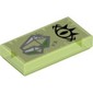 Tile 1 x 2 with Green Crystal and Black Eye Print