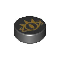 Tile Round 1 x 1 with Pearl Gold Evil Eye Print