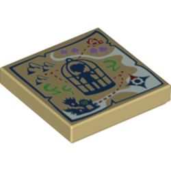 Tile 2 x 2 with Map with Cage Print