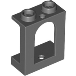 LEGO part WALL 1X2X2 W. BOWED SLIT in Dark Stone Grey / Dark Bluish Gray