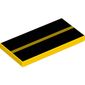 Tile 2 x 4 with 2 Thick Black Stripes print