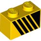 Brick 1 x 2 with Black Triangle and 4 Stripes Leaning Left print