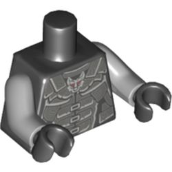 Torso Armor, Dark Bluish Gray with Wolf Head Emblem Print, Light Bluish Gray Arms, Black Hands