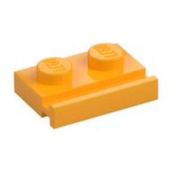 LEGO part  PLATE 1X2 WITH SLIDE in Flame Yellowish Orange/ Bright Light Orange