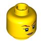 Minifig Head Skylor, Dark Red Eyebrows, Medium Nougat Lips, Lopsided Smile Print [Hollow Stud]