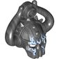 Helmet Skull with Two Curved Horns and Stud with Blue and White Lightning Print