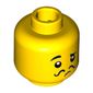 Minifig Head Connoisseur, Eyebrows, Raised Right Eyebrow, Black Thin Curly Mustache Print [Hollow Stud]