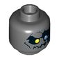 Minifig Head Nexo Knights Lord Krakenskull, Yellow Right Eye, Blue Left Eye, Cracks and Jagged Mouth Print [Hollow Stud]