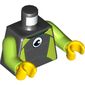 Torso Wetsuit with White Logo, Lime Sides / Zipper with Cord on Back Print, Lime Arms, Yellow Hands