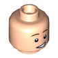 Minifig Head Dick Grayson (Robin), Brown Eyebrows, Dark Tan Dimples, Crooked Smile / Crooked Frown, Worried Print [Hollow Stud]