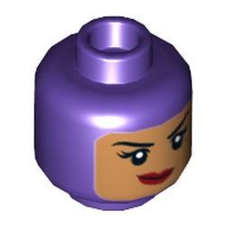 Minifig Head Batgirl, Dual Sided Balaclava with Medium Nougat Face, Crooked Smile / Scared Print [Hollow Stud]