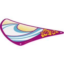 Sail, Triangular, 23 x 26 with Magenta Border, White and Medium Azure Wavy Stripes and Yellow Flowers and Dots Print