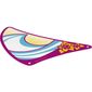 Sail, Triangular, 23 x 26 with Magenta Border, White and Medium Azure Wavy Stripes and Yellow Flowers and Dots Print