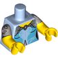 Torso, Dual Molded Arms, Dress with Yellow Neck, Lavender Shoulders and Shiny Trim Print, Flat Silver Sleeves Pattern, Yellow Arms and Hands