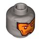 Minifig Head Royal Guard / Soldier, Balaclava, Orange Face, Dark Red Eyebrows, Cheek Lines and Stubble Print [Hollow Stud]