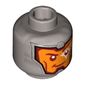 Minifig Head Royal Guard / Soldier, Orange Face, Dark Red Eyebrows, White Head-Up Display (HUD) On Left Eye Print [Hollow Stud]