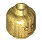 Minifig Head Ayesha, Dual Sided, Metallic Gold Eyes and Cheek Contours, Neutral / Angry Print [Hollow Stud]