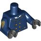 Torso Coat with Light Blue Tie and Gold Buttons Print, Dark Blue Arms, with Gold Police Badge on Right Arm Print, Black Hands