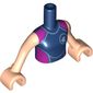 Minidoll Torso Girl with Dark Blue Wetsuit with Dark Purple Sides Print, Light Nougat Arms with Hands