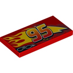Tile 2 x 4 with Exhaust Pipes, '95' and Flames Print (Lightning McQueen)