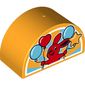 Duplo Brick 2 x 4 x 2 Curved Top with Red Rabbit, Four Balloons with Medium Azure and Bright Light Orange Sun-rays Background Print