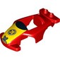 Duplo Race Car Body, Black Windshield with Wide Yellow Stripe, with '28' & Mickey Mouse Print