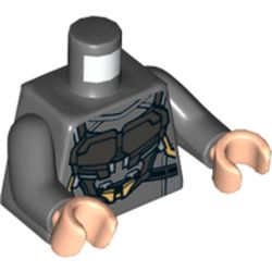 Torso Armor, Pearl Titanium Plates, Gold Trim Print, Dark Bluish Gray Arms, Light Nougat Hands