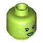 Minifig Head Gamora, Silver Tattoos, Dark Green Lips, Open Mouth Smile / Angry Print