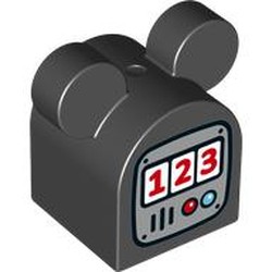 Duplo Brick 2 x 2 x 2 Curved Top with Round Ears with Gas / Fuel Pump Print