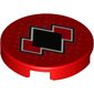 Tile Round 2 x 2 with Bottom Stud Holder with Black and Red Diamonds Print