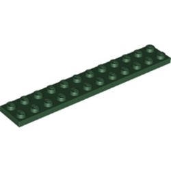 LEGO part 2445 Plate 2 x 12 in Earth Green/ Dark Green