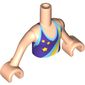 Minidoll Torso Girl with Dark Purple Halter Top with Stars and Dark Azure, Yellow and White Rainbow Print, Light Nougat Arms with Hands