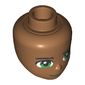 Minidoll Head with Green Eyes, Eyebrows and Closed Mouth Smile Print