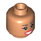 Minifig Head Mayor McCaskill, Thin Eyebrows, Brown Eye Shadow, Red Lips, Beauty Mark, Smile / Scared Print