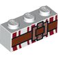 Brick 1 x 3 with Buckle and Dark Red Lines Print