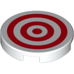 Tile Round 2 x 2 with Bottom Stud Holder with Red Circles Print