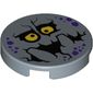 Tile Round 2 x 2 with Bottom Stud Holder with Purple Rock Spots, Yellow Eyes with Pupils, Black Mouth, Big Blocky Teeth (Bouldron) Print