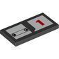 Tile 2 x 4 with White Squares in Black Circles and Red Number 1 Pattern