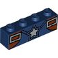 Brick 1 x 4 with Captain America White Star, Brown Harness with 2 Rectangle Buckles Print