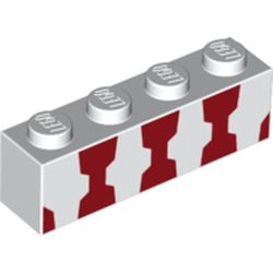 Brick 1 x 4 with 3 Dark Red Stripes Print