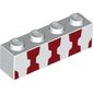 Brick 1 x 4 with 3 Dark Red Stripes Print