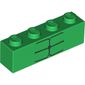 Brick 1 x 4 with 6 Black Stripes Print (Hulk Bottom Torso)