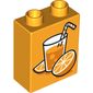 Duplo Brick 1 x 2 x 2 with Bottom Tube - Lemonade and Orange Print